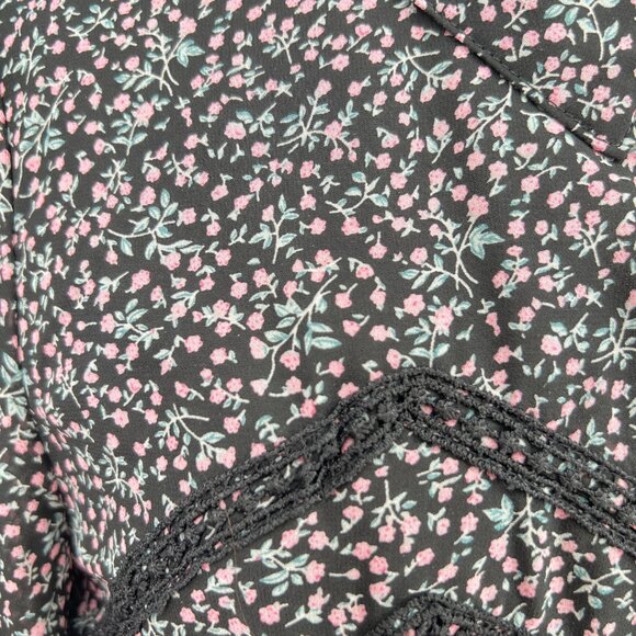 Very J Floral Sheer Shirt Dress Short Flutter Sleeve Mini Length Size Medium - Picture 9 of 13